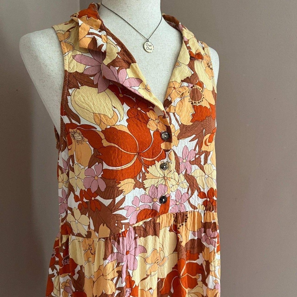 Show Me Your Mumu 60s 70s Mod Mini Dress Women Large Floral Boho Chic Summer